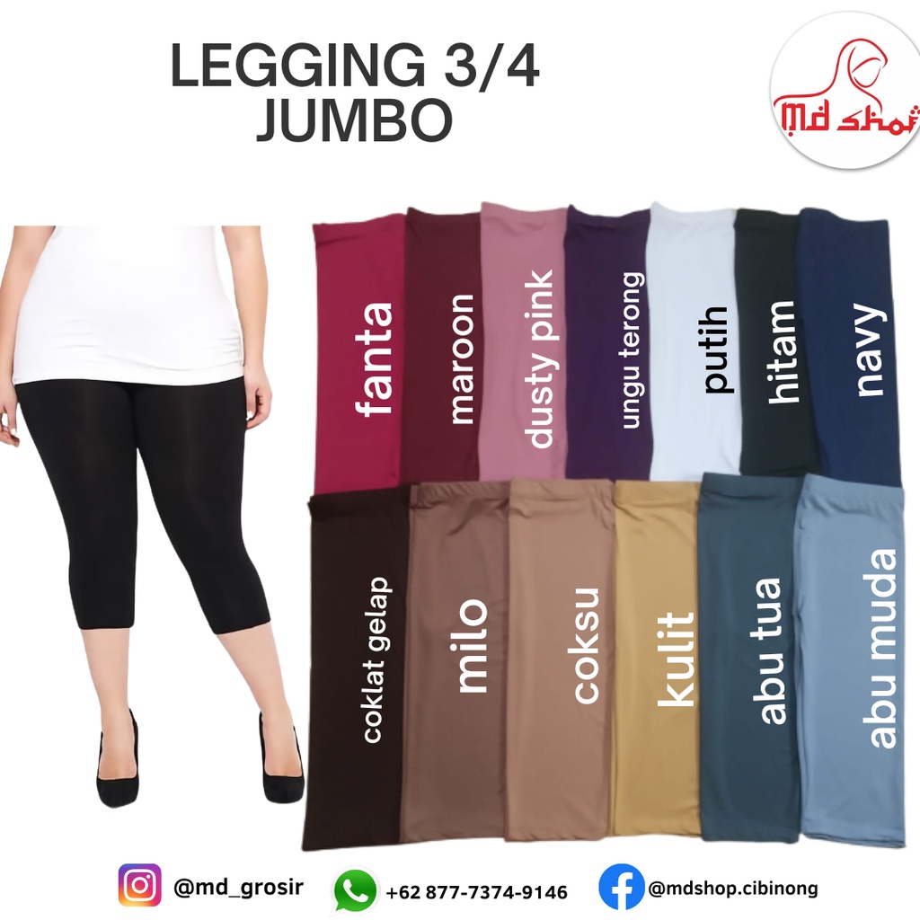 ( BisaCOD ) MD SHOP CELANA LEGGING SPANDEX 3/4 JUMBO Cocok Untuk Daleman Gamis, Olahraga, Renang Nya