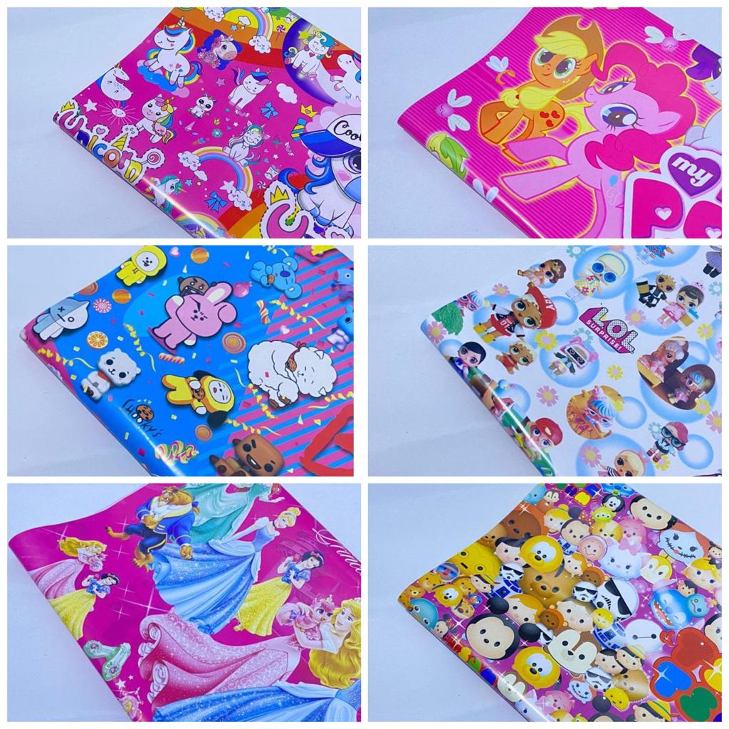 

KERTAS KADO GLOSSY MOTIF ANAK ANAK PEREMPUAN UNICRON HELLO KITTY BT21 TSUM