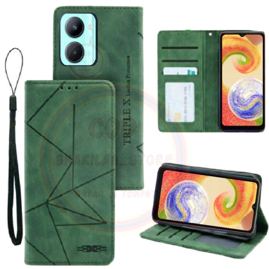 CASE HP RELAME C33 MOTIF MAGNET KULIT - CASING DOMPET-FLIP COVER LEATHER-SARUNG HP