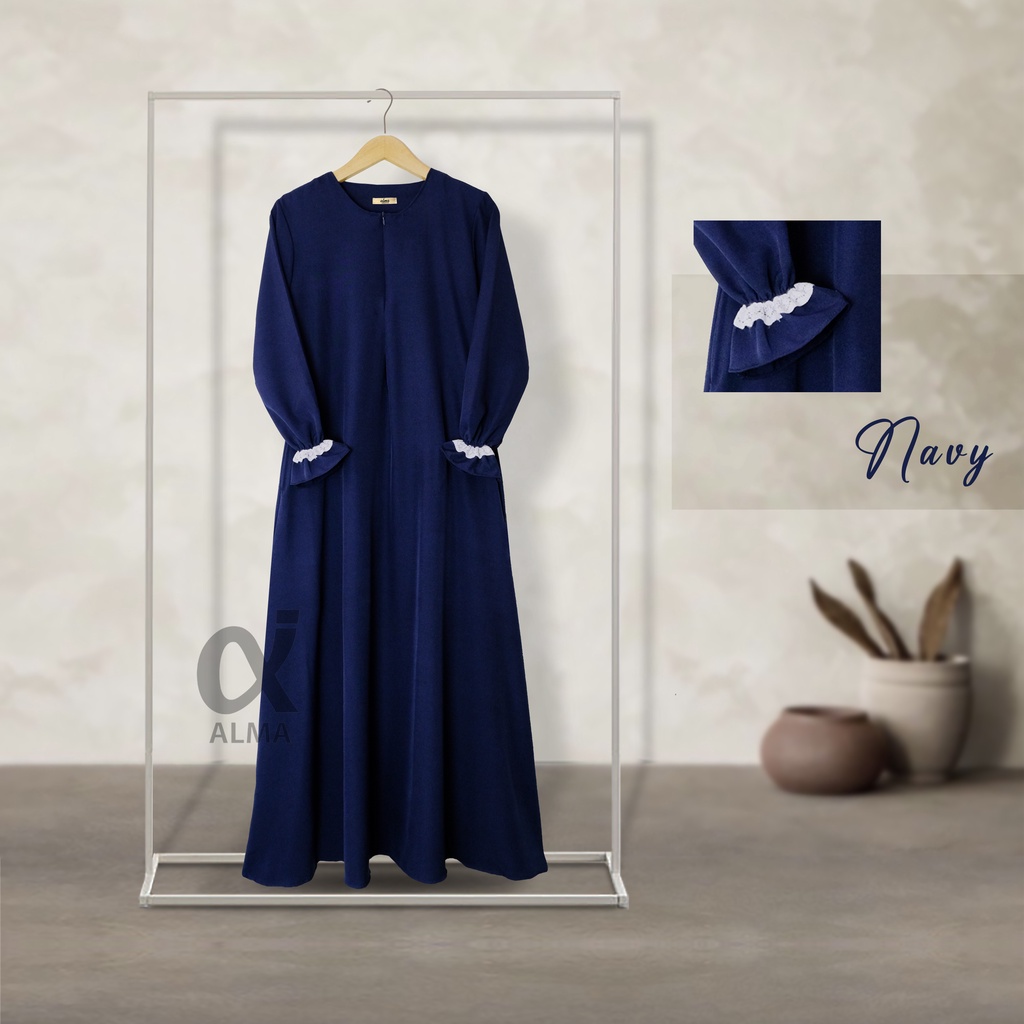 BISA COD Amira Dress | Size S M L XL XXL | Gamis Casual Busui Dress Gamis Renda Baju Muslimah