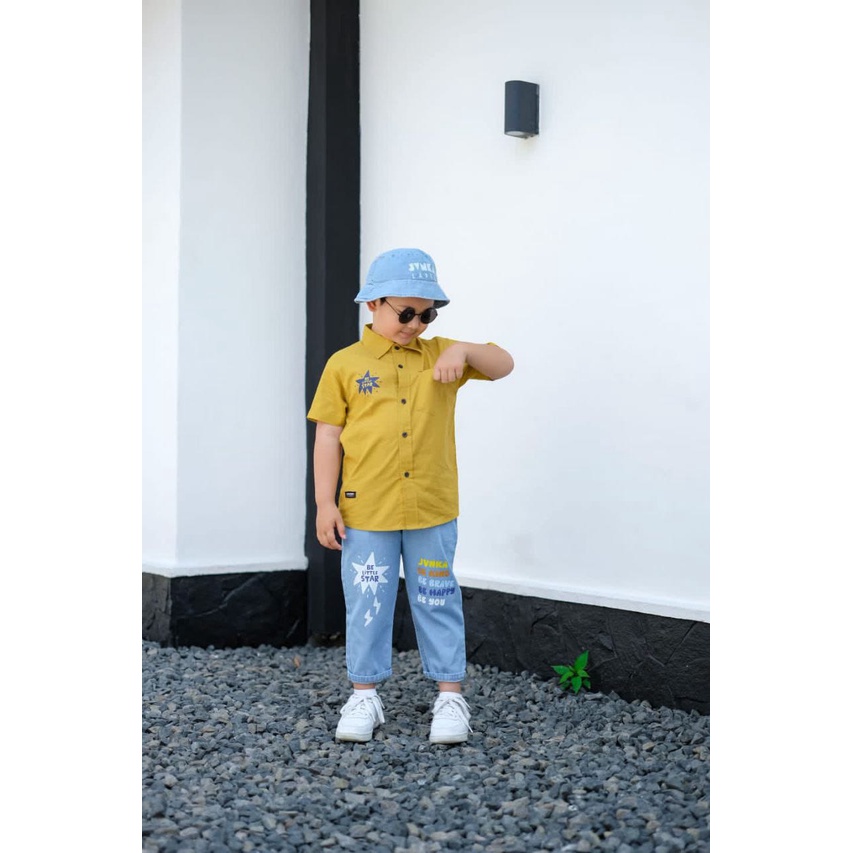 SETELAN SUIT DENIM with Buckethat anak anak by Jovanka