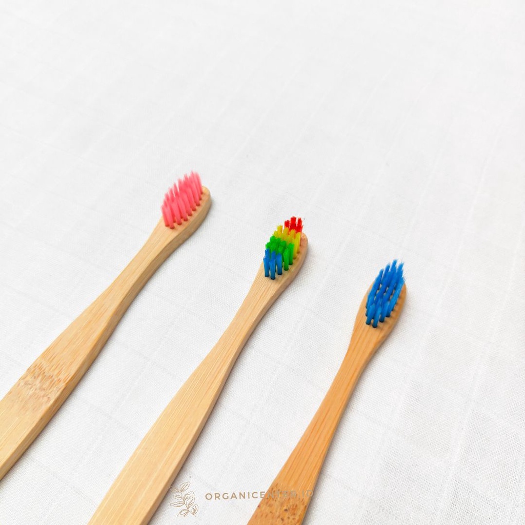 Sikat Gigi Bambu Anak Kids Bamboo Toothbrush Kayu Ramah Lingkungan Eco Friendly Lembut Soft Warna Warni Rainbow Zero Waste