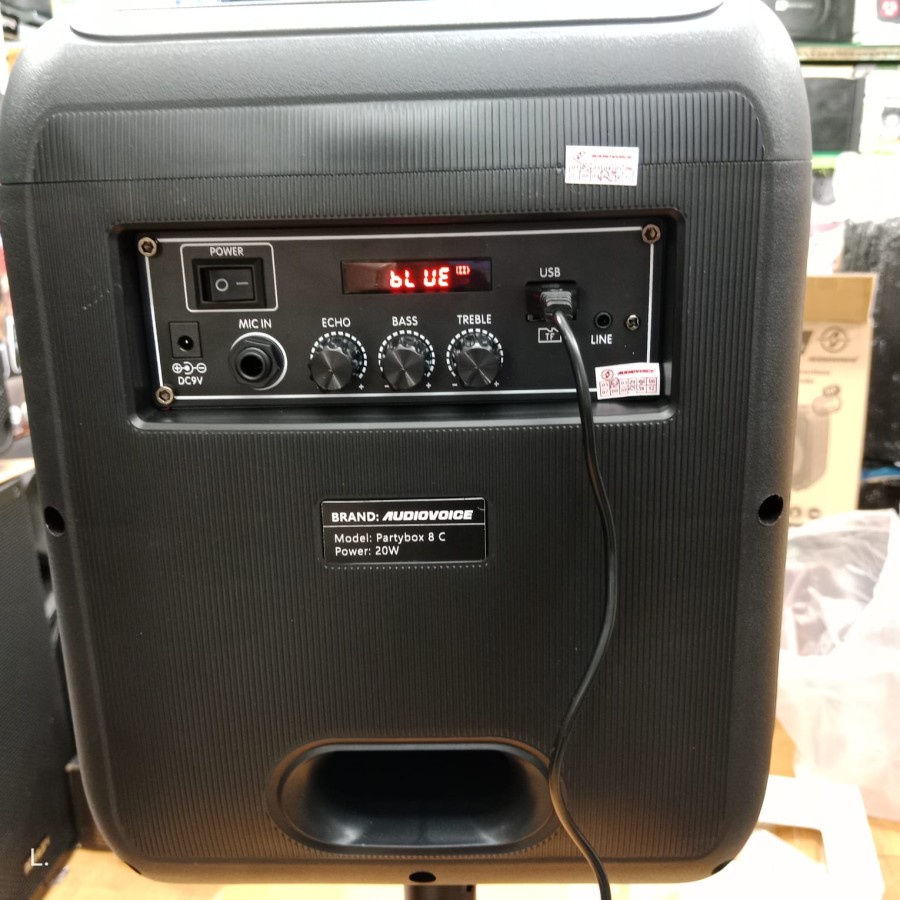 Speaker sepiker audio voice Partybox 8C Audio Voice 8 inch Bonus stand