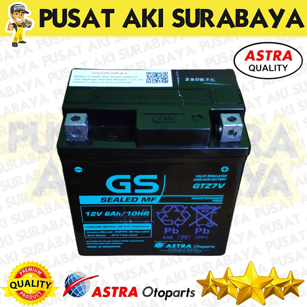 NEW ORIGINAL GS ASTRA GTZ7V 6 AH UNTUK SEPEDA MOTOR AEROX 155 DTRACKER LIBERTY SPRINT FREEGO MT 250 MTZ7V YTZ7V