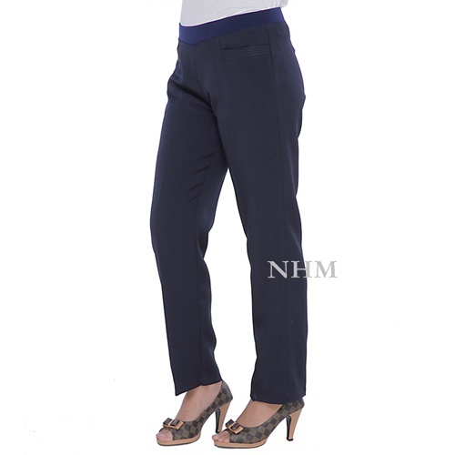 NHM Celana Bahan kerja wanita Pinggang Karet 106 Celana Kantor Formal Wanita Basic jumbo Big Size/celana panjang bahan