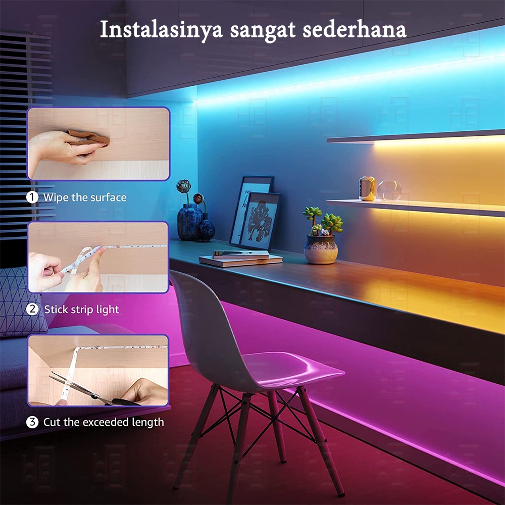 Lampu Led Strip 【garansi 15 tahun】APP Fungsi sinkronisasi musik RGB 5050 2835 5M 10M 15m 20m HP tahan air Sensor Music REMOTE LAMPU HIAS WARNA WARNI LAMPU KAMAR AESTHETIC  TUMBLR PLAFON