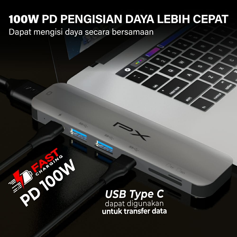 PX Hub Converter UCH27 Type C 3.1 to HDMI 4K USB Macbook 7 in 1