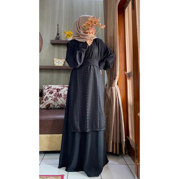 Image of maja dress / dress cerinkel mix berukat premium / baju lebaran / dress kekinian #3