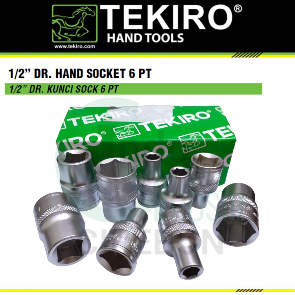 Tekiro Mata Sock 1/2&quot; 6 PT Ukuran 8 10 12 14 17 19 21 22 24 MM Kunci Sok Hand Socket 1/2 Inch 6PT Pendek Murah