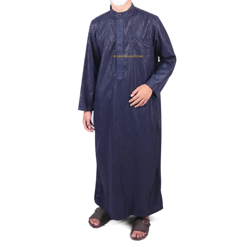Jubah Gamis Pria Al - Harbi ./ Jubah Muslim Pria Remaja hingga Dewasa / Jubah Embos emboss mewah Rey
