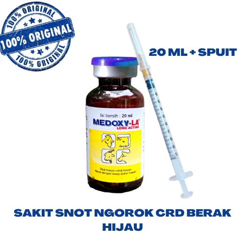 Medoxy LA Inject 10 ML / 20 ML Obat Injeksi Untuk Ayam Sapi Domba Kuda + spuit 1 ml