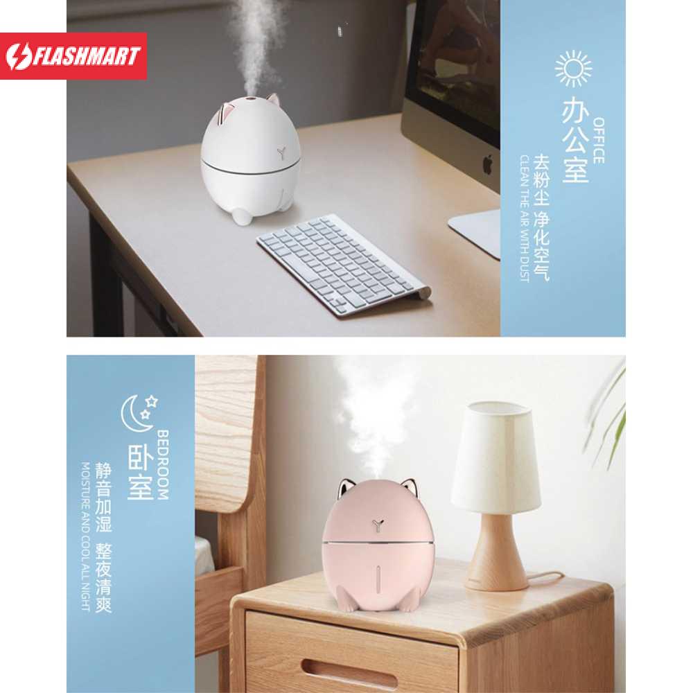 Flashmart Dudu Cat Air Humidifier Ultrasonic Night Light 200ml - DDM-1