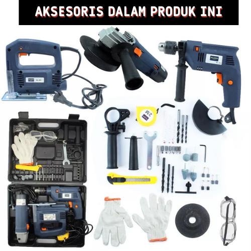 SATU SET ANGLE GRINDER + GERGAJI PORTABEL + IMPACT DRILL JS-WL883