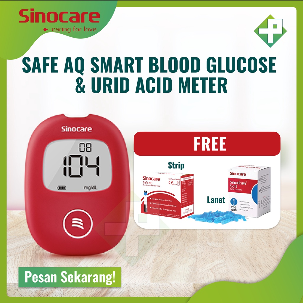 Sinocare Safe AQ Smart Alat Cek Gula Darah Bonus Strip dan Lancet