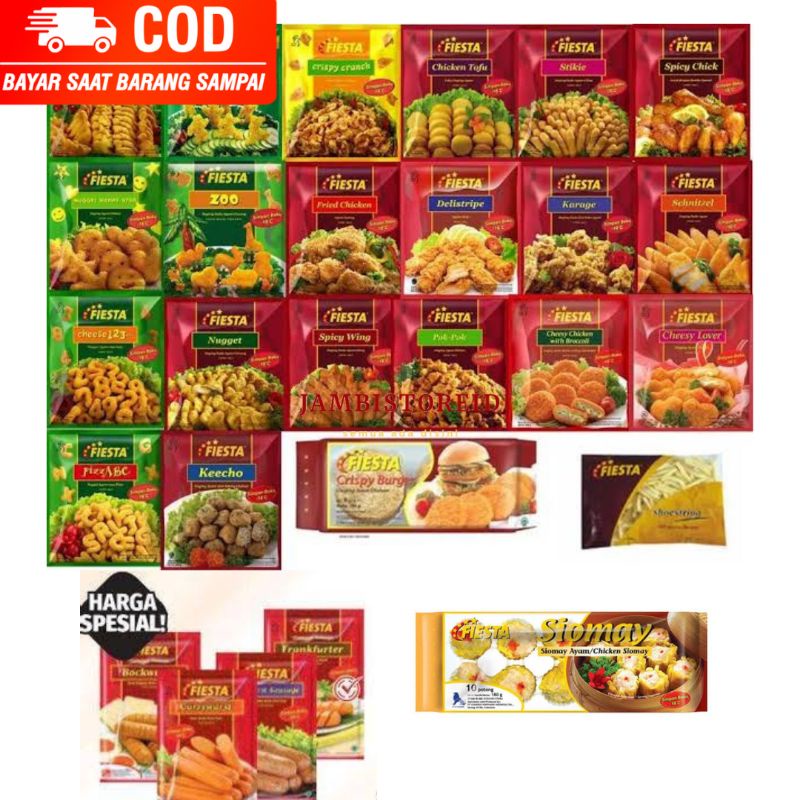 

(JAMBISTOREID) PILIH PENGIRIMAN INSTAN Fiesta All Varian 500gram Siap Masak Simpan Beku Olahan Semua Nugget Naget Ayam Bentuk Stick Stik Shoestring Dimsum Siomay Ayam Kentang Instan Goreng Cheese 1 2 3 Jambi