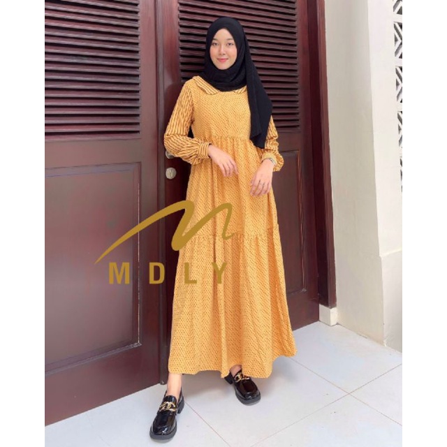 Fashion Dress Wanita Terbaru Michel Midi Dress by Mdly gold