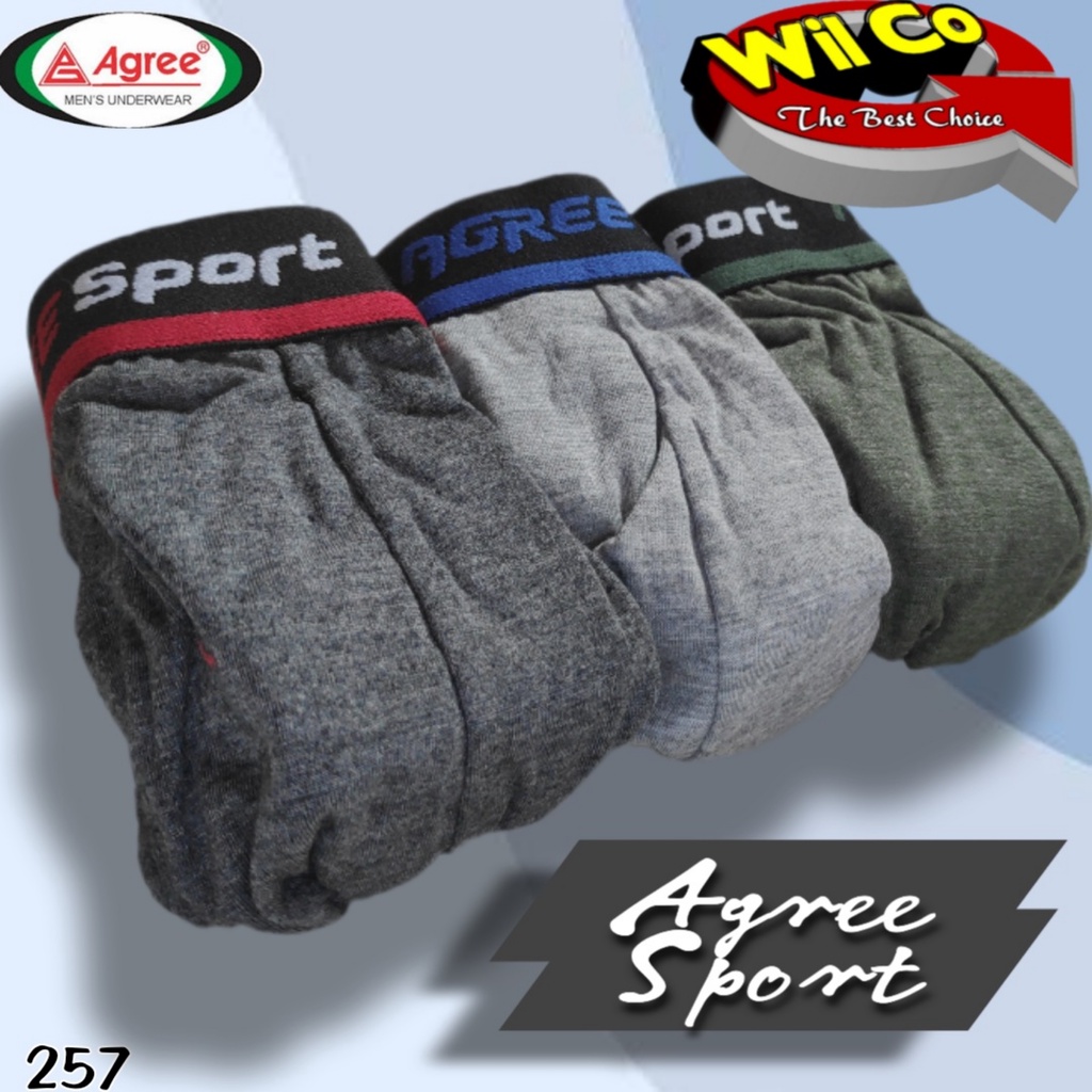 K257T - (DIJUAL PER 1 BOX ISI 3 Pcs) CELANA DALAM PRIA CD PRIA SEGITIGA PAKAIAN DALAM AGREE SPORT SIZE M - XXL