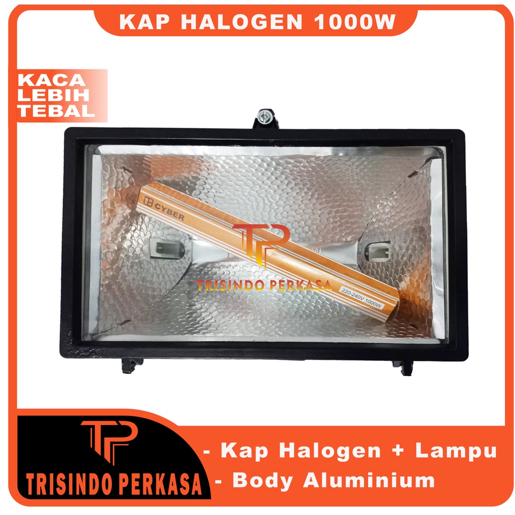 Lampu tembak Kap sorot Halogen 1000w 1000 watt komplit set dengan lampu