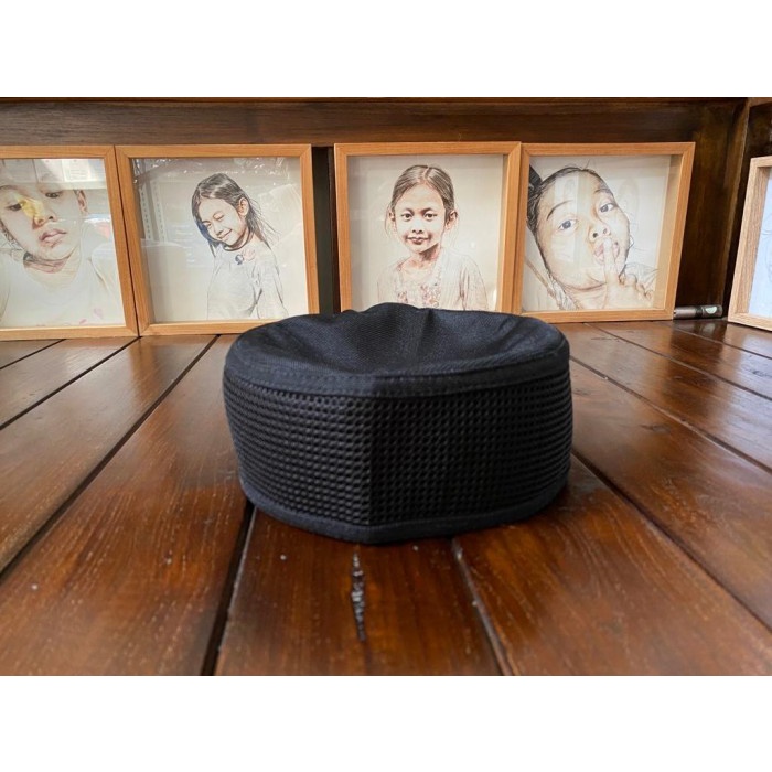 PROMO PECI KOPIAH TALIBAN WARNA HITAM POLOS MOTIF BULAT - BULAT KECIL - HITAM, 6/54CM TERBARU MURAH 