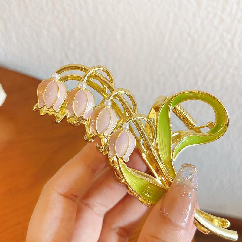 PREMIUM Jepit Rambut Jumbo Korea Bahan Alloy 11cm Bentuk 4 Bunga Tulip - Jedai Logam Korean Metal Hair Claw Clips