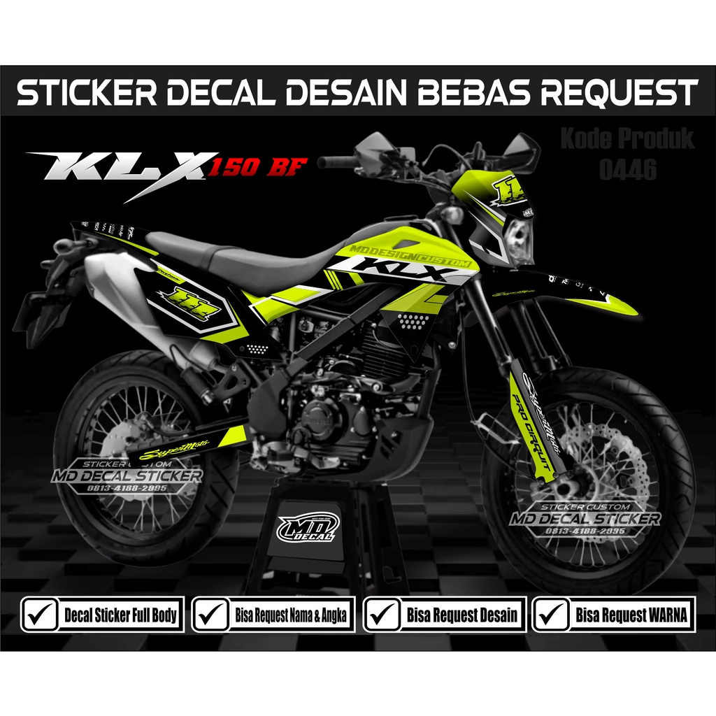 0446 Sticker Decal KLX 150 BF Full Body Bebas Request Desain - Stker Variasi KLX BF / G Terbaru