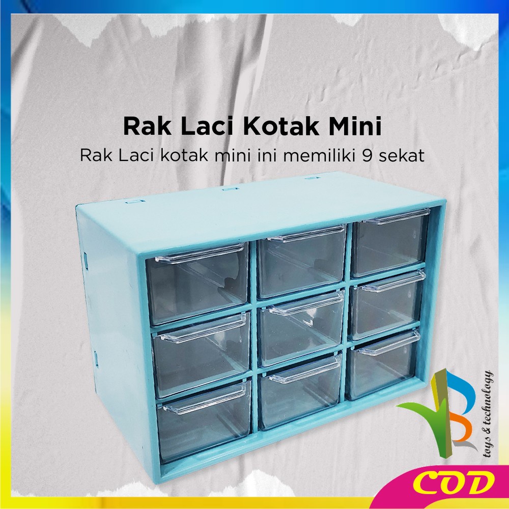 RB-C804 Kotak Laci Perhiasan kotak Aksesoris Mini 9 Sekat / Kotak Penyimpanan Serbaguna Laci Mini / Laci Aksesoris Storage Box Multifungsi