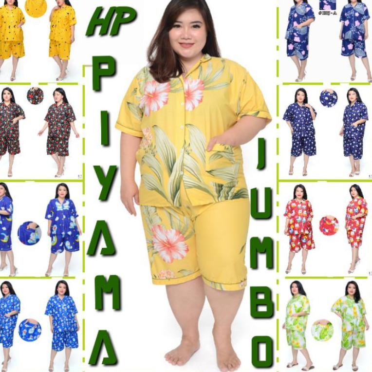 TERMURAH PIYAMA JUMBO CELANA PENDEK WANITA LD 130 120 SET BAJU TIDUR CEWEK DEWASA SETELAN KATUN KARA
