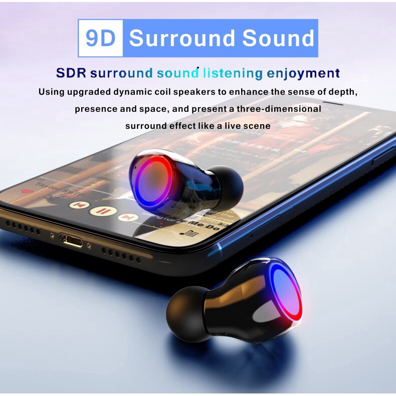 (COD) M12 TWS 5.0 Bluetooth Earphones Wireless Earbuds LED Display Touch Control Headset AirDots IOS Super bass Bluetooth earphone