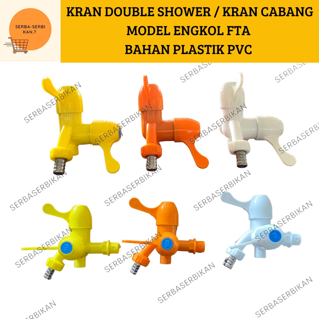 KRAN DOUBLE SHOWER KERAN SHOWER CABANG PLASTIK PVC MODEL ENGKOL