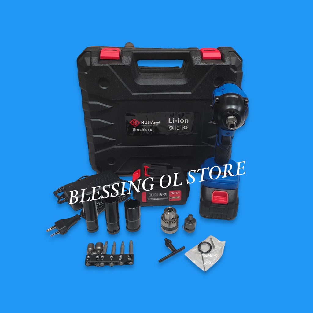 Impact Wrench Cordless Hujia 2221 88Vf buka baut mobil pembuka baut