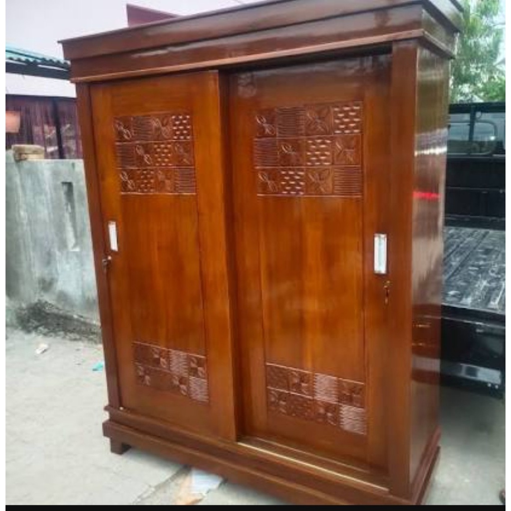 Lemari Pakaian Sliding 2 Pintu Jumbo Jati
