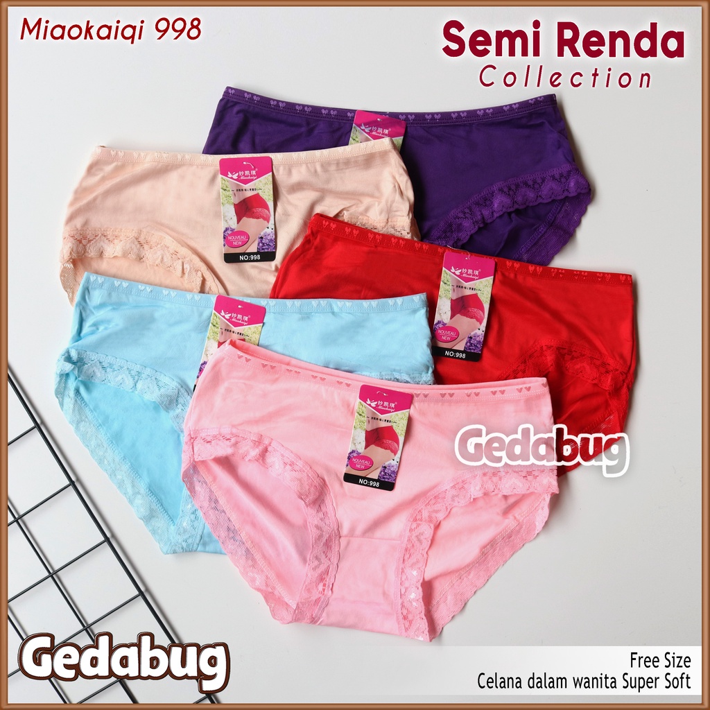 6 Pcs - CD Wanita Miaokaiqi 998 / CD import murah berkualitas  Free Sixe | Gedabug