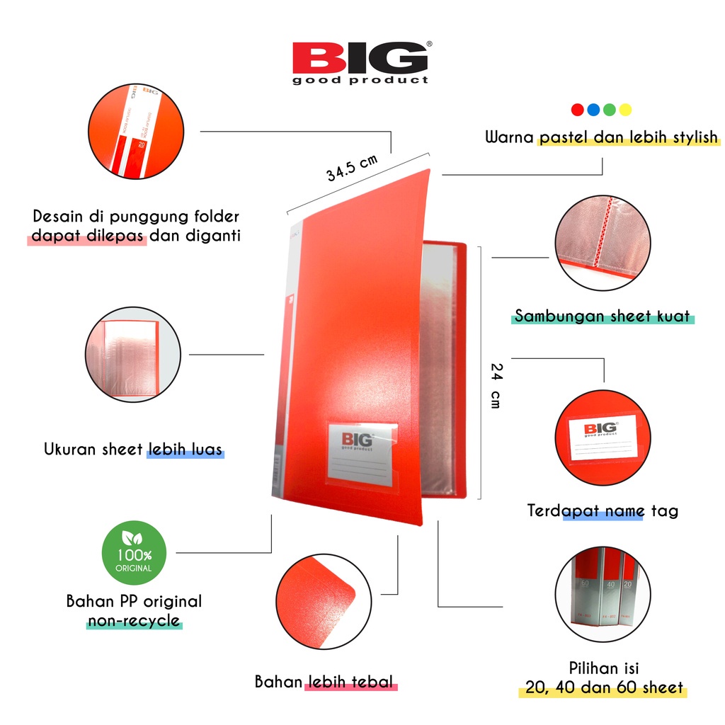 Display Book / Clear Holder BIG 20 Pocket F4-20 801 - Satuan