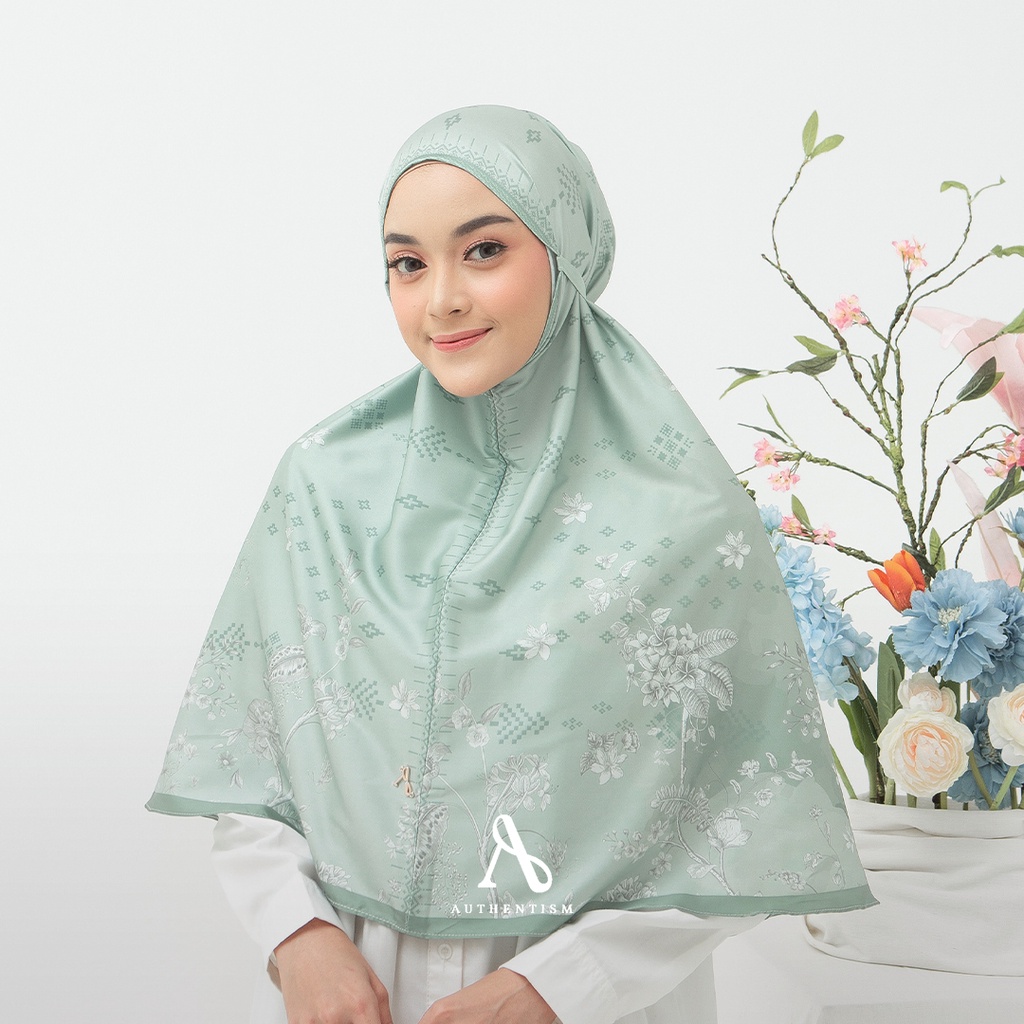 AUTHENTISM ID | Janna Khimar Series - Kerudung Instant Silk Premium Motif Bunga Elegan