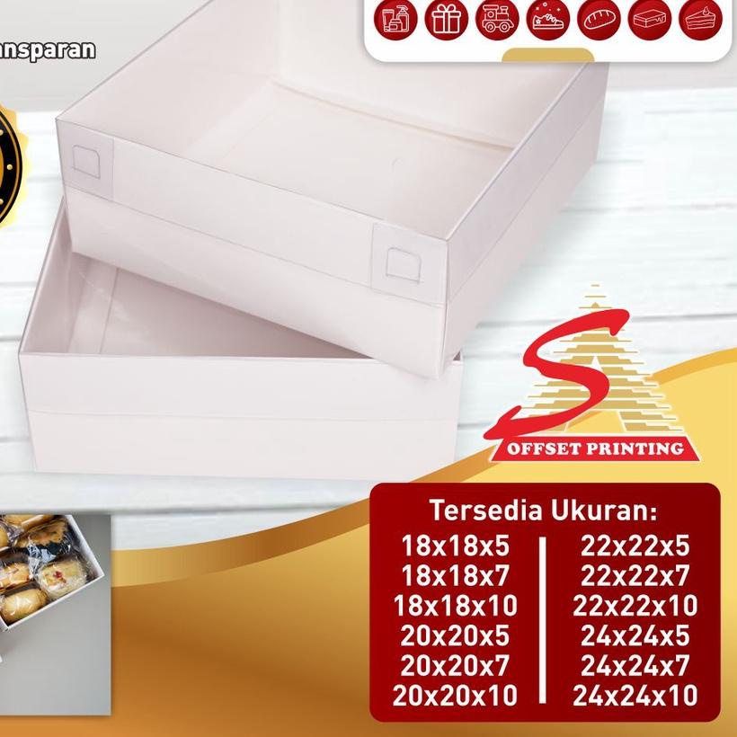 

❆ 18 x 18 x 7 Box Hampers tutup mika/box dus kemasan Pudding/Spiku/Marmer cake/cake/lapis legit ♢