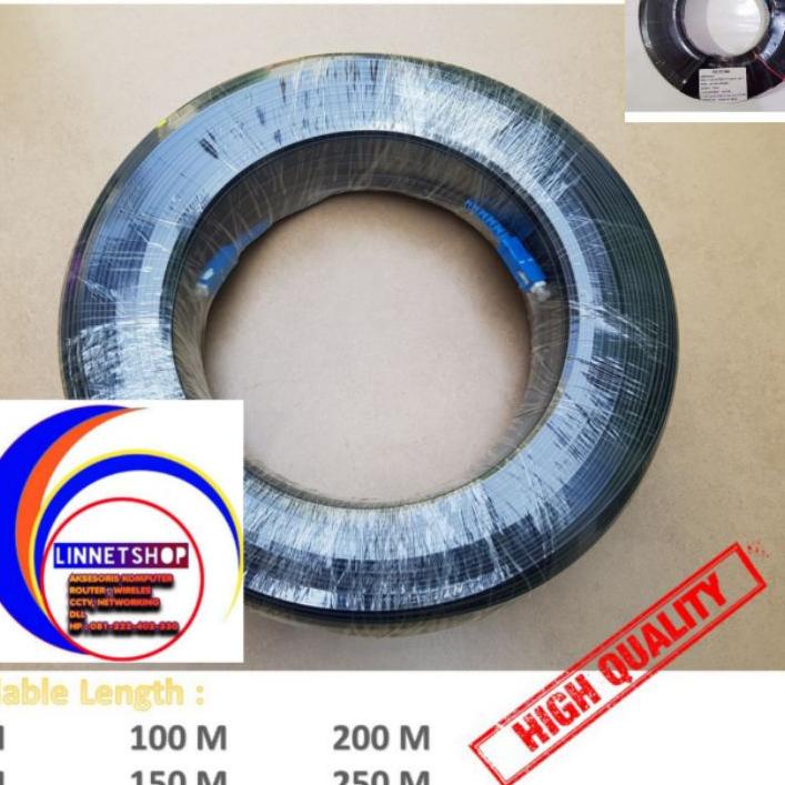 ♙ Kabel FO 100 Meter Precon Siap Pakai - FTTH Dropcore 1 Core Singlecore Fiber Optik ♖