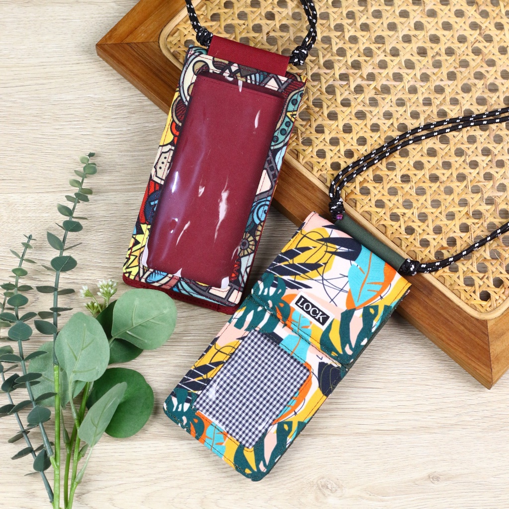 Dompet HP ID Card Holder Hanging Phone Wallet Kalung Gantung Leher Multifungsi Wanita Pria Motif LS109