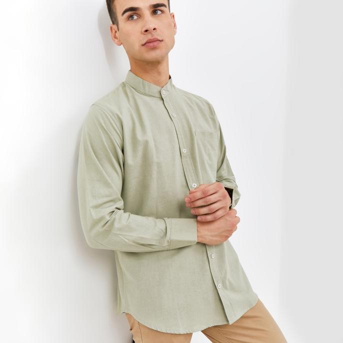 BISA COD ALDEBARAN Koko Kemeja Basic Polos Sage Lengan Panjang /BAJU KOKO PRIA/BAJU KOKO DEWASA/BAJU
