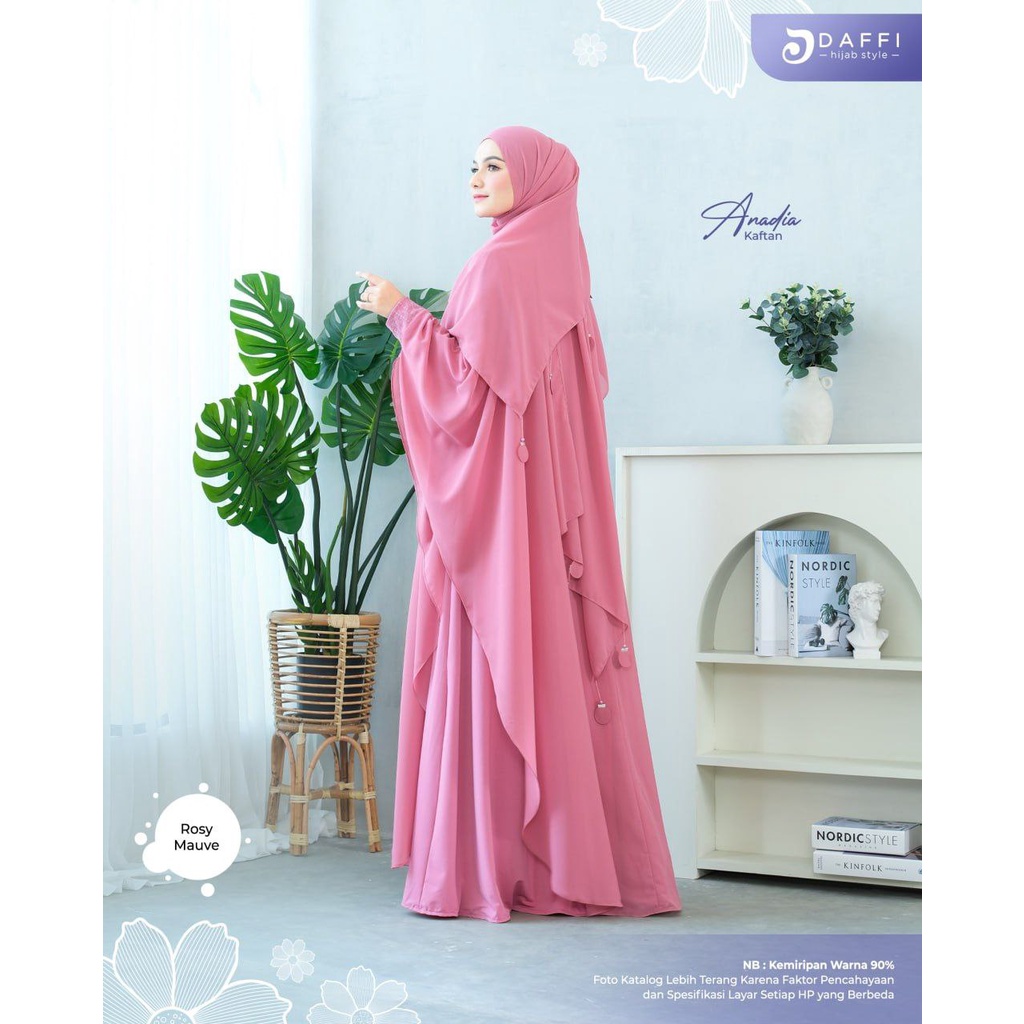 Daffi Dress Gamis Muslim Elegan Wanita Cewek Anandia Murah Bahan Jersey Lessy Combine Ceruty Babydoll Premium Trendy