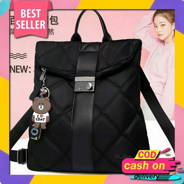 Tas Ransel Wanita Awet Kuliah Import Kekinian Aesthetic Anti Air V9Q9 Branded Waterproof Jumbo Viral