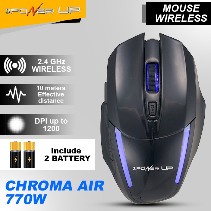 Mouse Wireless Silent 3 Power Up Chroma 770W Nano USB 2.4 GHz 1200 DPI