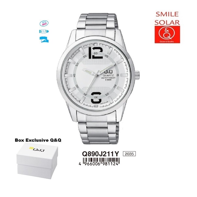 Jam Tangan Pria Classic Casual Business Rantai Stainless Steel Analog Original Q&amp;Q QnQ QQ Q890 Q890J Series