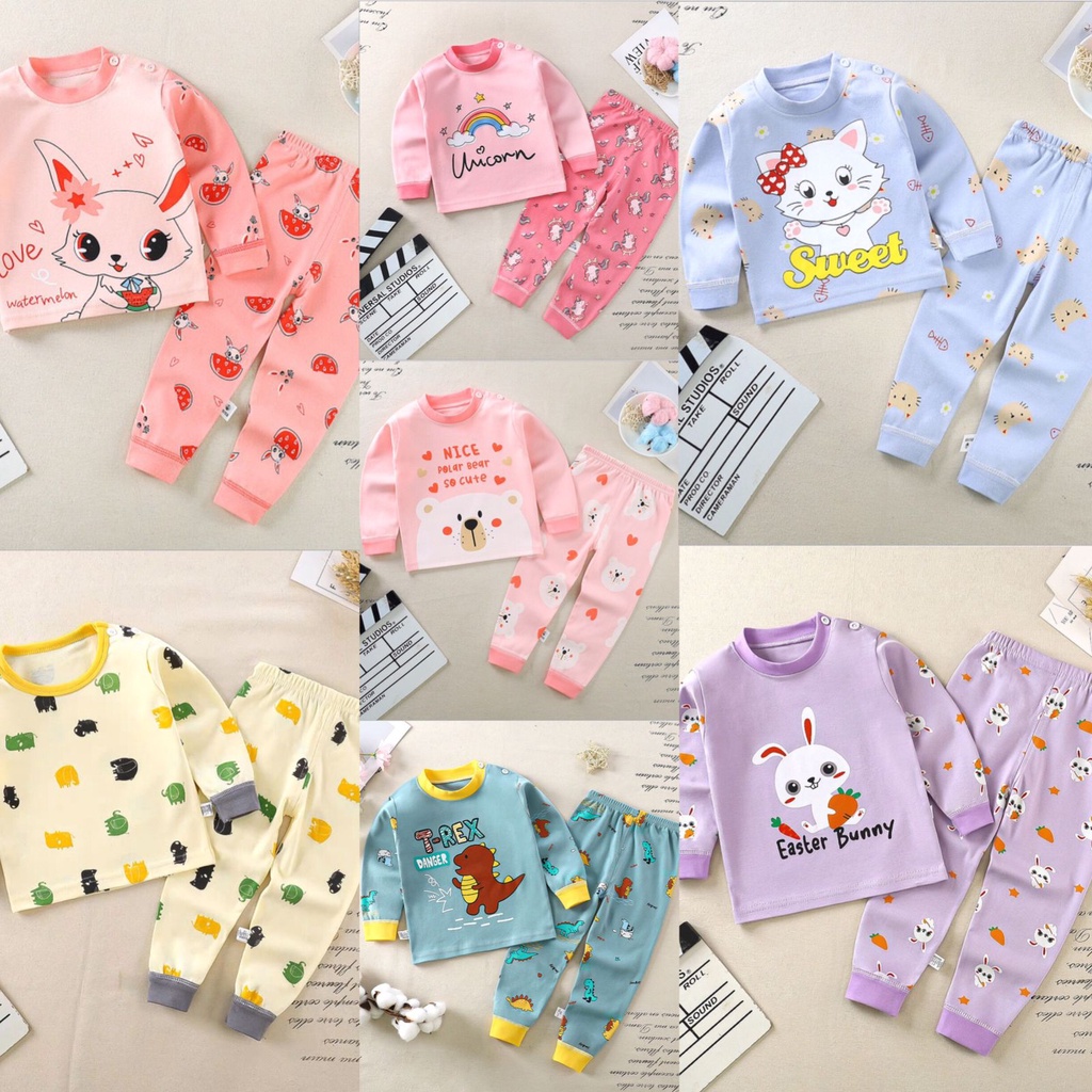 Piyama Anak Setelan Baju Tidur Anak Laki dan Perempuan Import 3-12 Thn