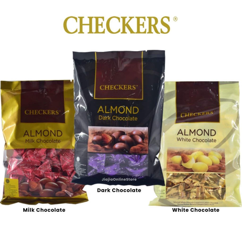 Checkers Almond Chocolate Checkers White Chocolate Milk Chocolate  Dark Chocolate 150g Coklat Impor 