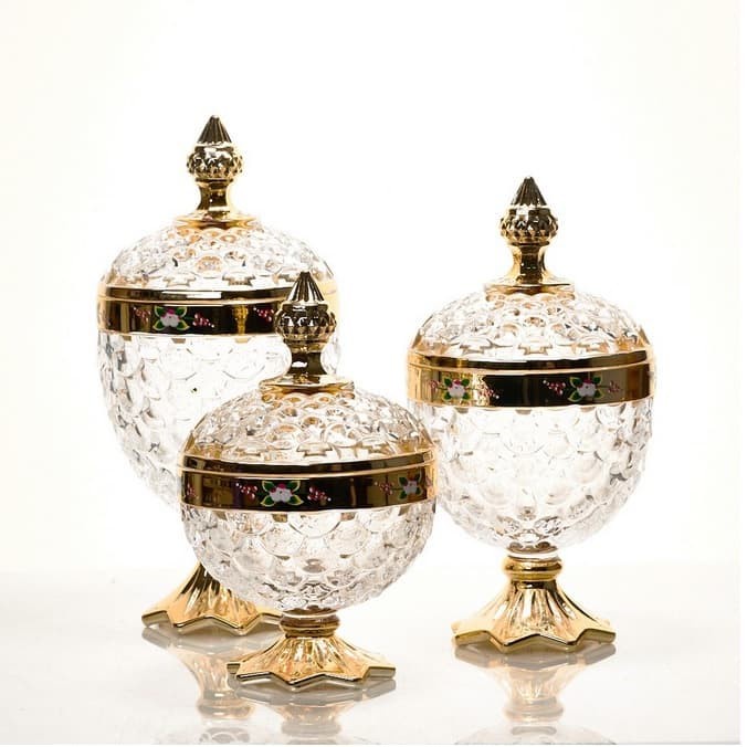 3 PCS TOPLES KUE LEBARAN KACA CANTIK ANTIK / 1 SET TOPLES GOLD MEWAH