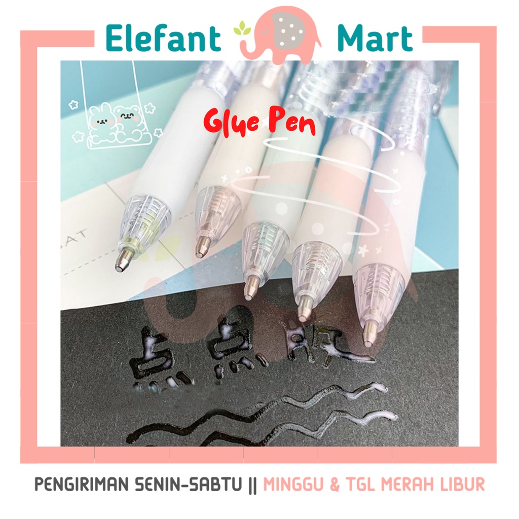 

ELEFANT MART - Glue Pen Mekanik Pulpen Lem Stik Cepat Kering Ballpoint Perekat Kertas Motif Kartun DIY Sekolah Pelajar Adhesive Pen Stationery