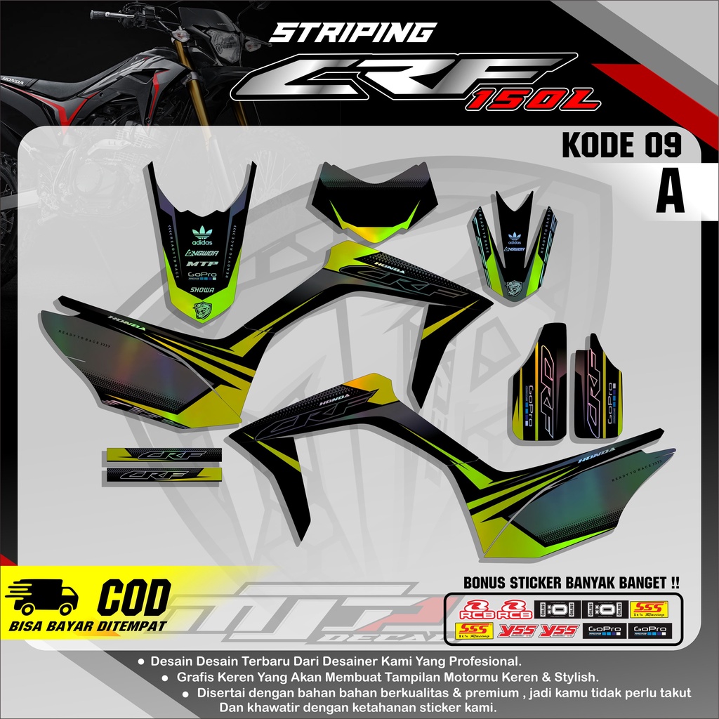 (BISA COD) Sticker DECAL HOLOGRAM PELANGI CRF - Sticker Lis Variasi Semifull CRF 150L Design Grafis 