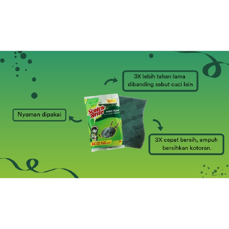 Scotch Brite Tough Clean Scrub Pad Sabut Hijau Cuci Piring