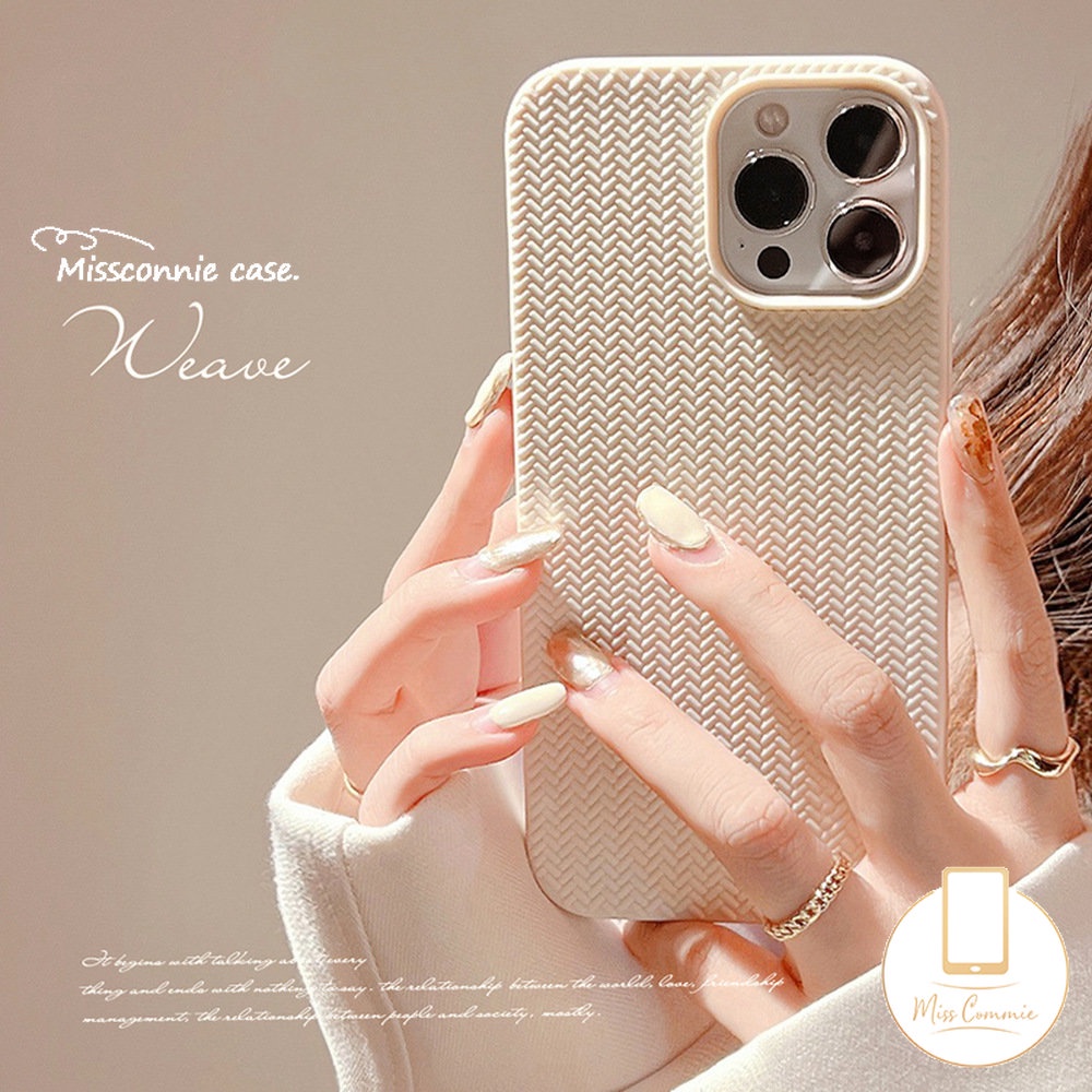 IPHONE Casing Pola Sweater Rajut Mewah Kompatibel Untuk Iphone6 6s 7 8 Plus X XR XS Max11 13 12 Pro Max SE 2020 Simple Warna Solid Lembut Tpu Cover