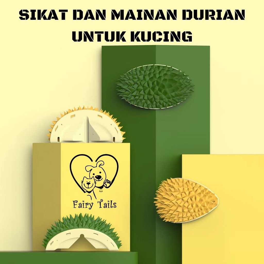 Sikat dan Mainan Catnip Bentuk Durian Untuk Kucing Anabul / Sisir Bulu Duren Untuk Menyikat Bulu Rontok Puzzle Mainan Tempat Papan Garukan Kucing Bubuk Catnip / Durian Comb Catnip Toy for Cats